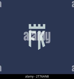FK logo monogram with fortress castle and shield style design ideas Stock Vector