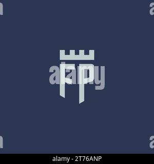 FP logo monogram with fortress castle and shield style design ideas Stock Vector