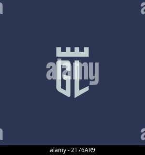 GL logo monogram with fortress castle and shield style design ideas Stock Vector