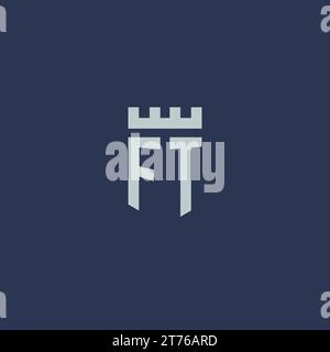 FT logo monogram with fortress castle and shield style design ideas Stock Vector