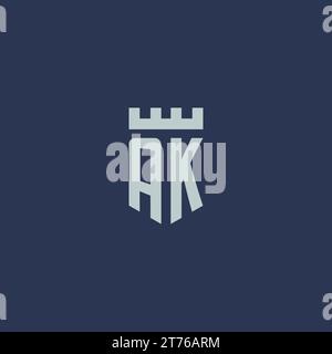 AK logo monogram with fortress castle and shield style design ideas Stock Vector
