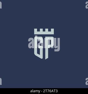 GP logo monogram with fortress castle and shield style design ideas Stock Vector