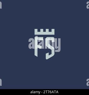 FS logo monogram with fortress castle and shield style design ideas Stock Vector