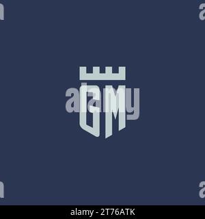 GM logo monogram with fortress castle and shield style design ideas Stock Vector