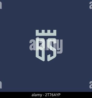 BS logo monogram with fortress castle and shield style design ideas Stock Vector
