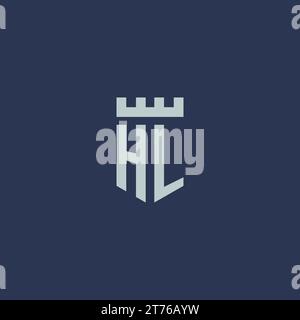 HL logo monogram with fortress castle and shield style design ideas Stock Vector