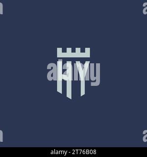 HY logo monogram with fortress castle and shield style design ideas Stock Vector