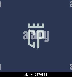 CP logo monogram with fortress castle and shield style design ideas Stock Vector
