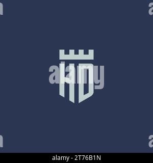 HD logo monogram with fortress castle and shield style design ideas Stock Vector