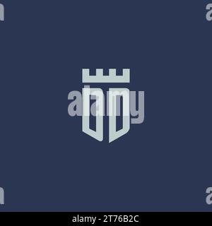 DD logo monogram with fortress castle and shield style design ideas Stock Vector