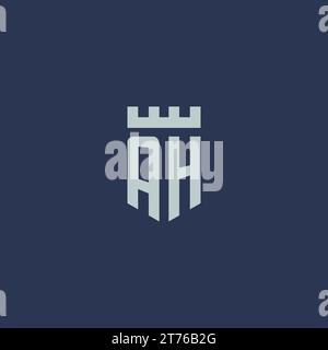 AH logo monogram with fortress castle and shield style design ideas Stock Vector