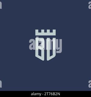 BU logo monogram with fortress castle and shield style design ideas Stock Vector