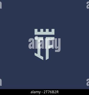IF logo monogram with fortress castle and shield style design ideas Stock Vector