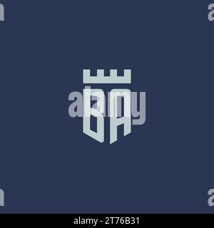 BA logo monogram with fortress castle and shield style design ideas Stock Vector