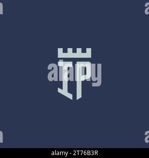 IP logo monogram with fortress castle and shield style design ideas Stock Vector