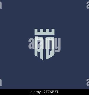 AQ logo monogram with fortress castle and shield style design ideas Stock Vector