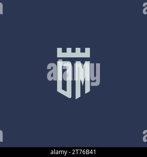 DM logo monogram with fortress castle and shield style design ideas Stock Vector