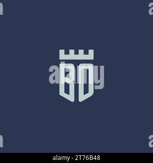 BO logo monogram with fortress castle and shield style design ideas Stock Vector