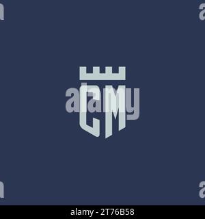 CM logo monogram with fortress castle and shield style design ideas Stock Vector
