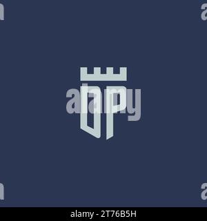 DP logo monogram with fortress castle and shield style design ideas Stock Vector