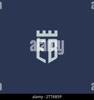 EB logo monogram with fortress castle and shield style design ideas Stock Vector
