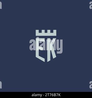 EK logo monogram with fortress castle and shield style design ideas Stock Vector