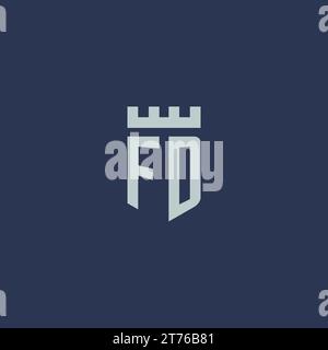 FD logo monogram with fortress castle and shield style design ideas Stock Vector