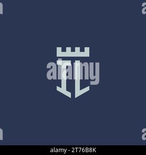 IL logo monogram with fortress castle and shield style design ideas Stock Vector