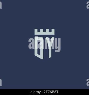 DY logo monogram with fortress castle and shield style design ideas Stock Vector