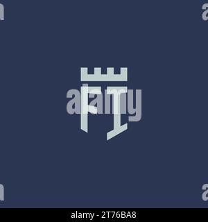 FI logo monogram with fortress castle and shield style design ideas Stock Vector