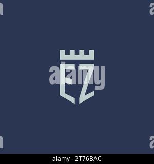 EZ logo monogram with fortress castle and shield style design ideas Stock Vector
