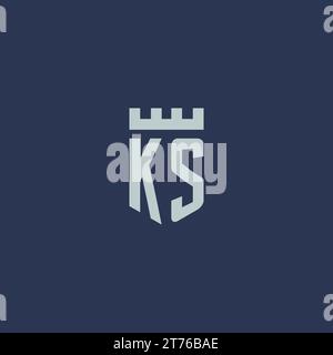 KS logo monogram with fortress castle and shield style design ideas Stock Vector