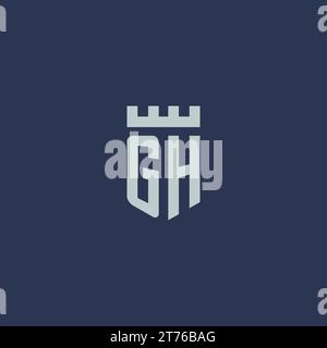 GH logo monogram with fortress castle and shield style design ideas Stock Vector