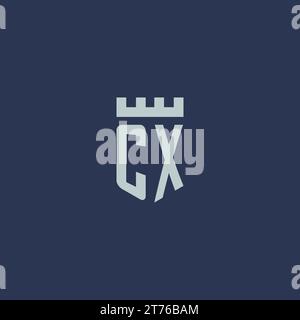 CX logo monogram with fortress castle and shield style design ideas Stock Vector