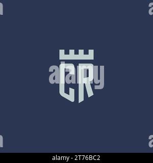 CR logo monogram with fortress castle and shield style design ideas Stock Vector