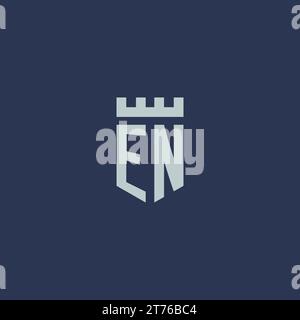 EN logo monogram with fortress castle and shield style design ideas Stock Vector