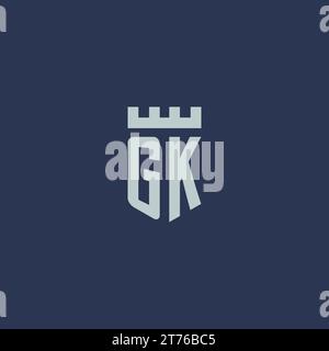 GK logo monogram with fortress castle and shield style design ideas Stock Vector