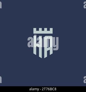 HA logo monogram with fortress castle and shield style design ideas Stock Vector