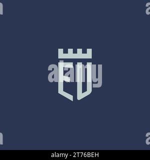 EU logo monogram with fortress castle and shield style design ideas Stock Vector