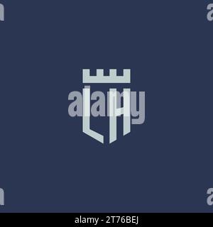 LH logo monogram with fortress castle and shield style design ideas Stock Vector