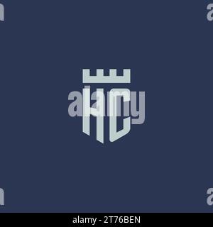 HC logo monogram with fortress castle and shield style design ideas Stock Vector