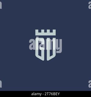 GU logo monogram with fortress castle and shield style design ideas Stock Vector
