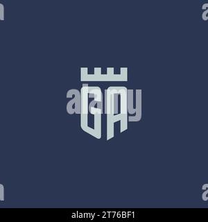 GA logo monogram with fortress castle and shield style design ideas Stock Vector