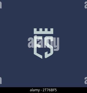 ES logo monogram with fortress castle and shield style design ideas Stock Vector