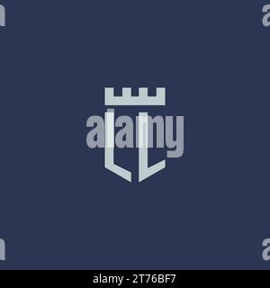 LL logo monogram with fortress castle and shield style design ideas Stock Vector