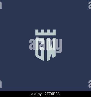 GW logo monogram with fortress castle and shield style design ideas Stock Vector