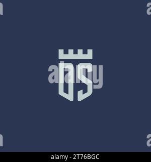 DS logo monogram with fortress castle and shield style design ideas Stock Vector