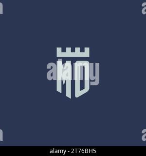 MO logo monogram with fortress castle and shield style design ideas Stock Vector