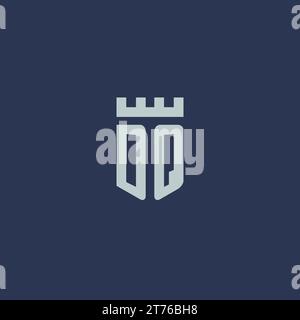 DQ logo monogram with fortress castle and shield style design ideas Stock Vector
