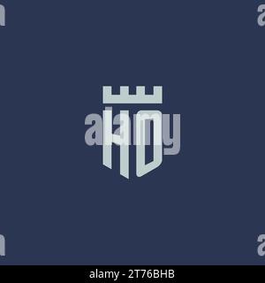 HO logo monogram with fortress castle and shield style design ideas Stock Vector